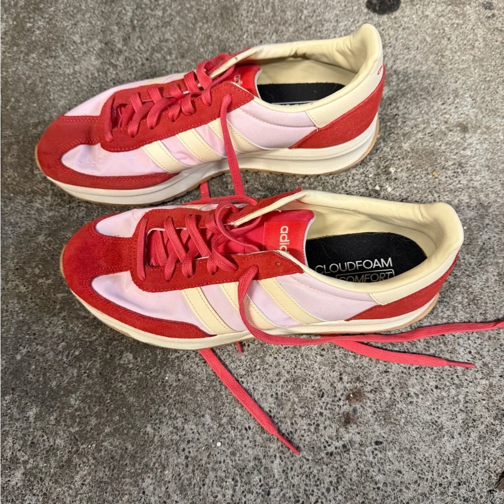 Adidas Red and Cream Athletic Shoes - Picture 2 of 4